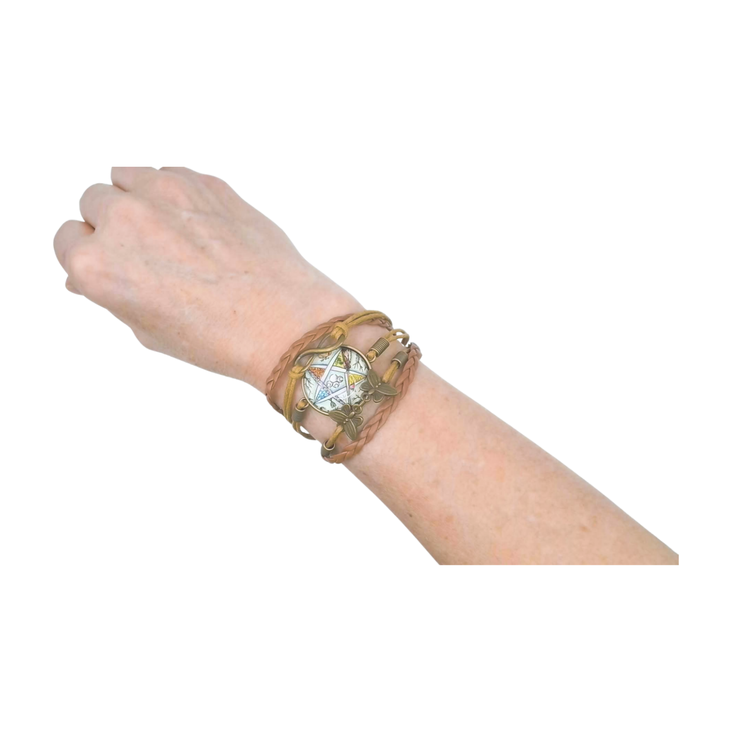 Mystical Pentagram Star Leather Wrap Bracelet