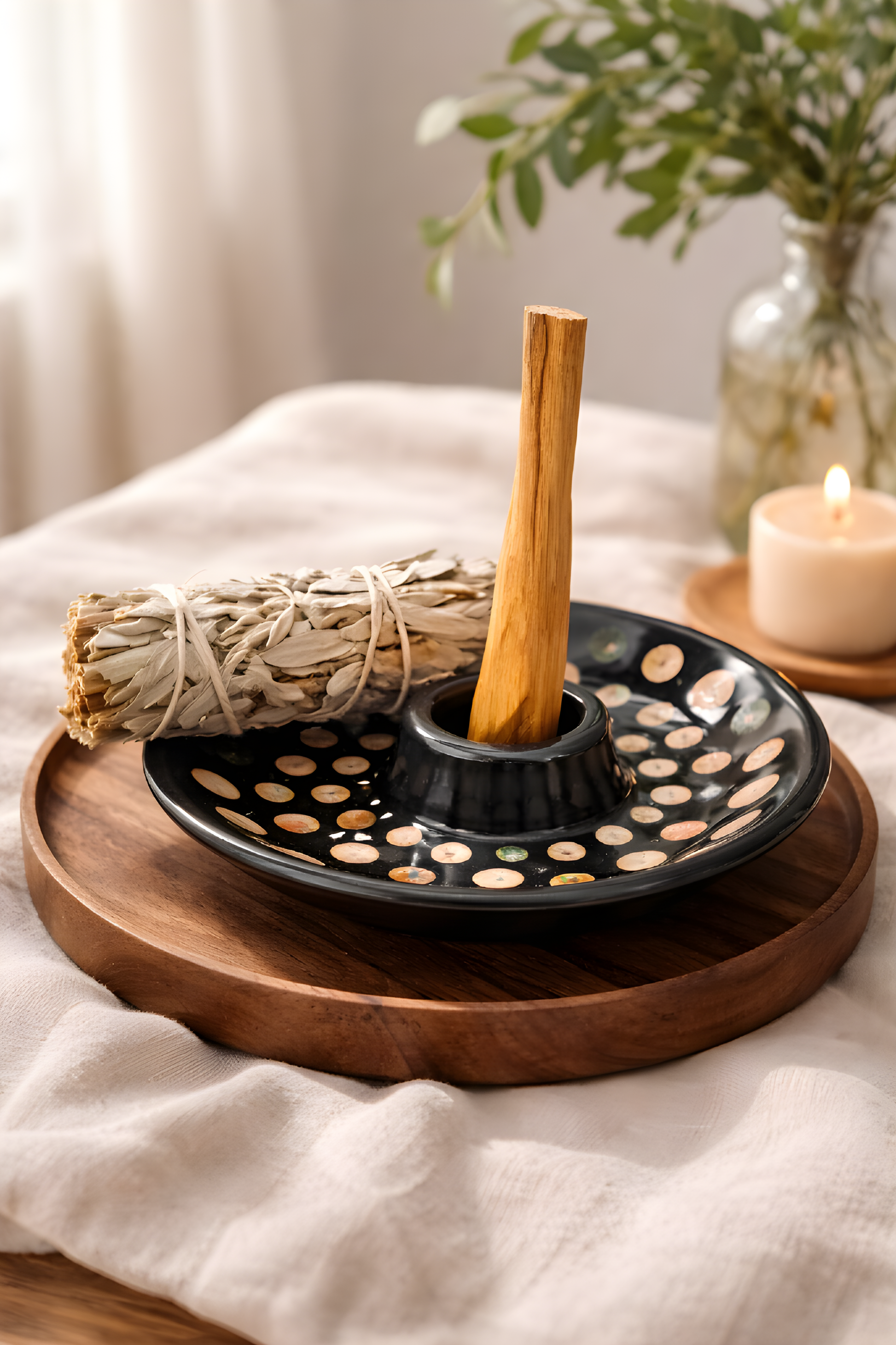 Artisan Peruvian Ceramic Incense Burner - 5"  Smudge & Palo Santo Holder