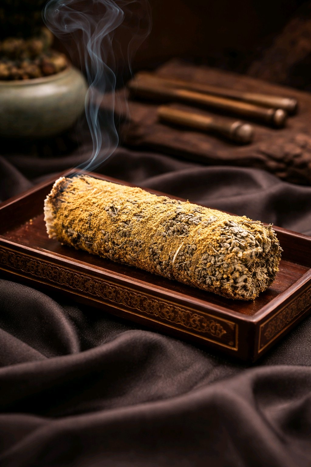 4" Palo Santo & Mountain Sage Smudge Stick with Wood Powder - Spiritual Ritual Tool