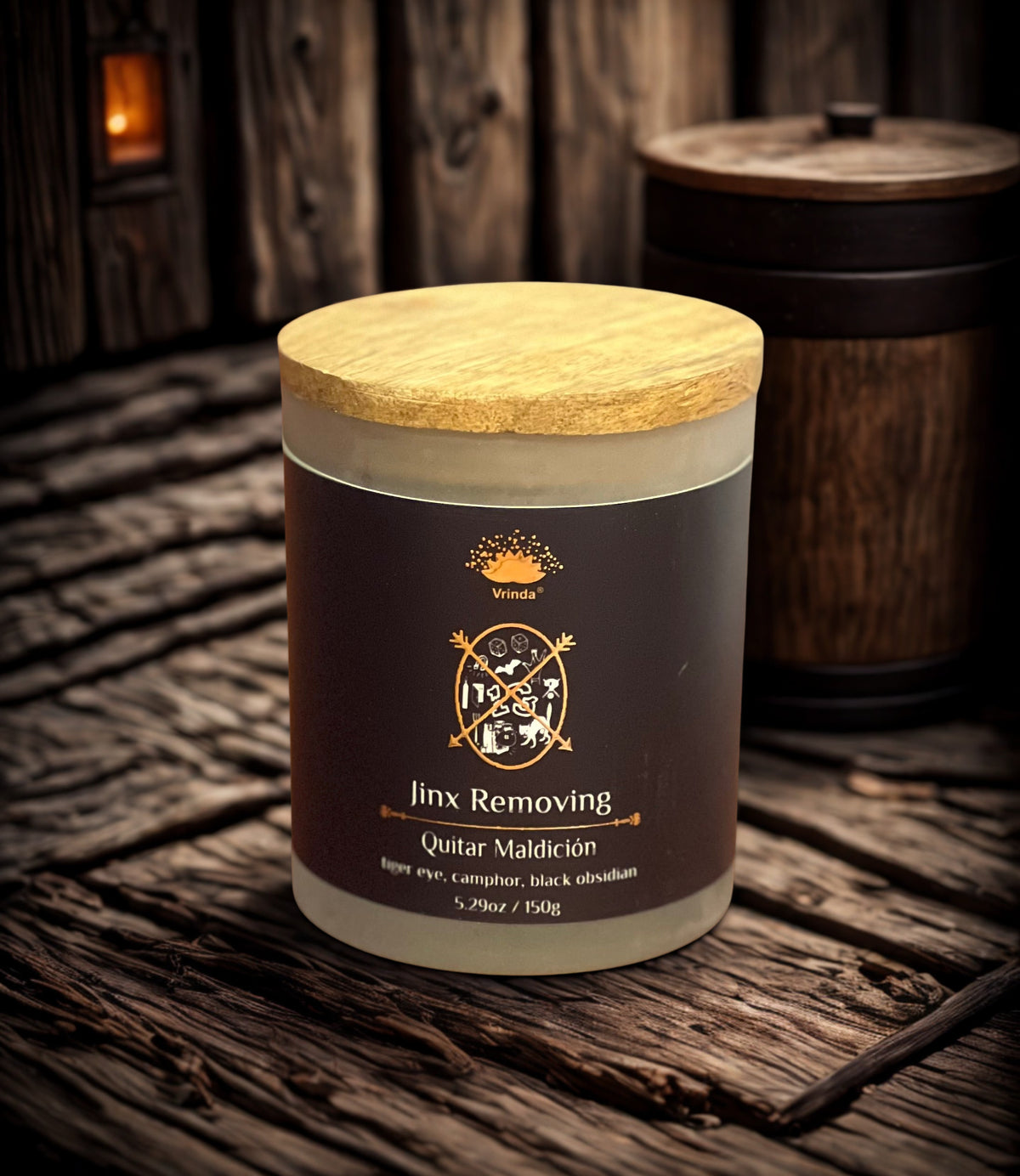 Jinx Removing Scented Glass Candle – Break Curses, Clear Blockages & Reclaim Your Power | Tiger's Eye, Camphor & Black Obsidian | Soy Blend