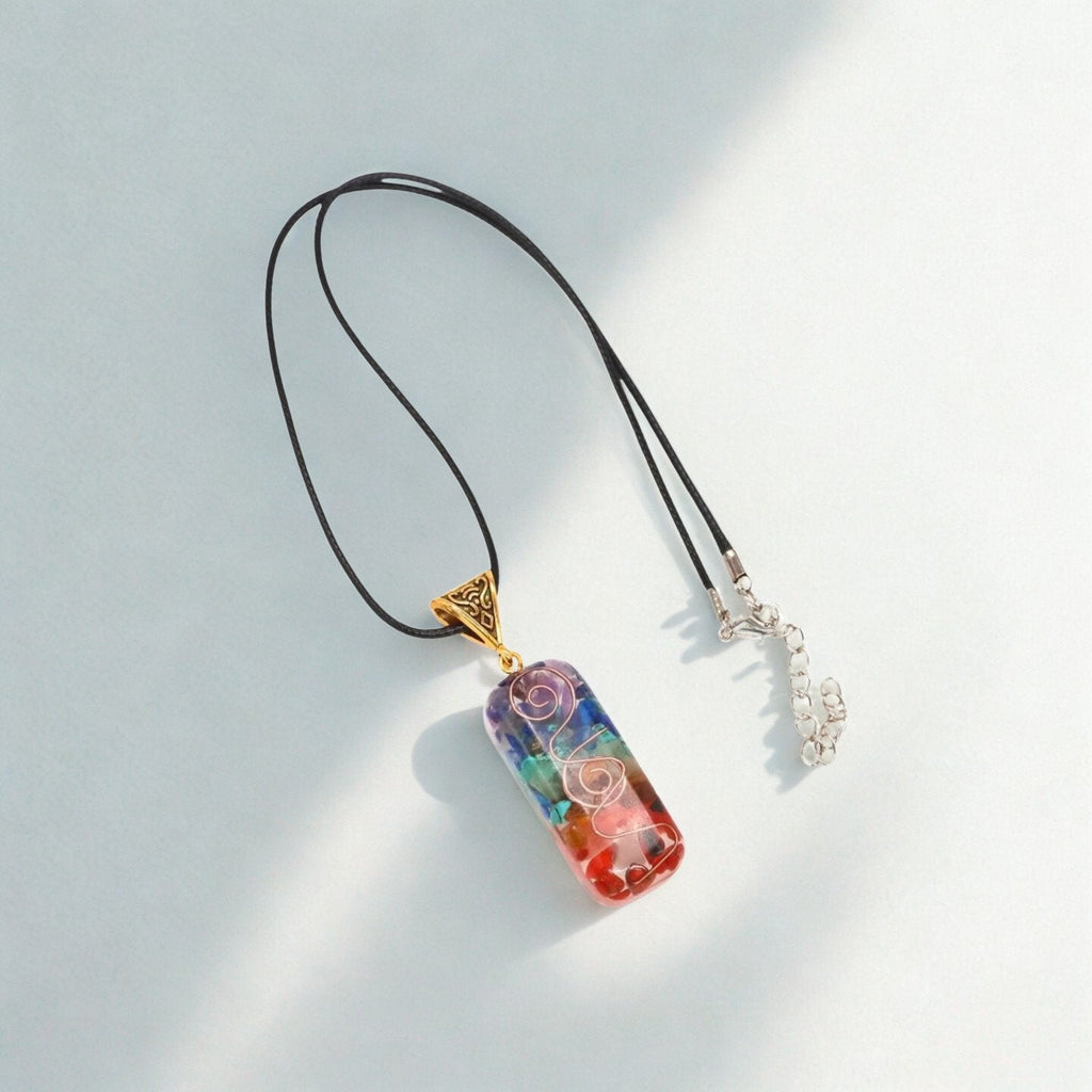 7 Chakra orgone pendant included in the Sacred Balance Wellness Ritual Kit