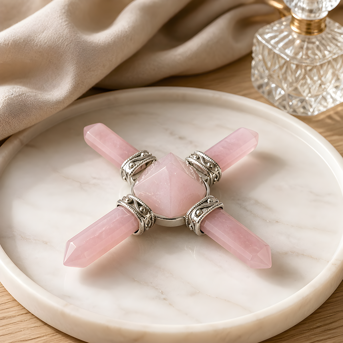 Rose Quartz 4-Point Crystal Energy Generator