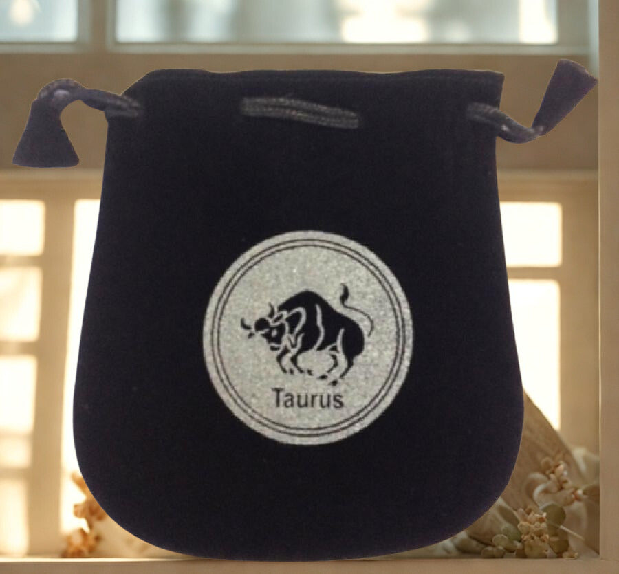 Zodiac Black Velvet Drawstring Pouch - 5" x 5"