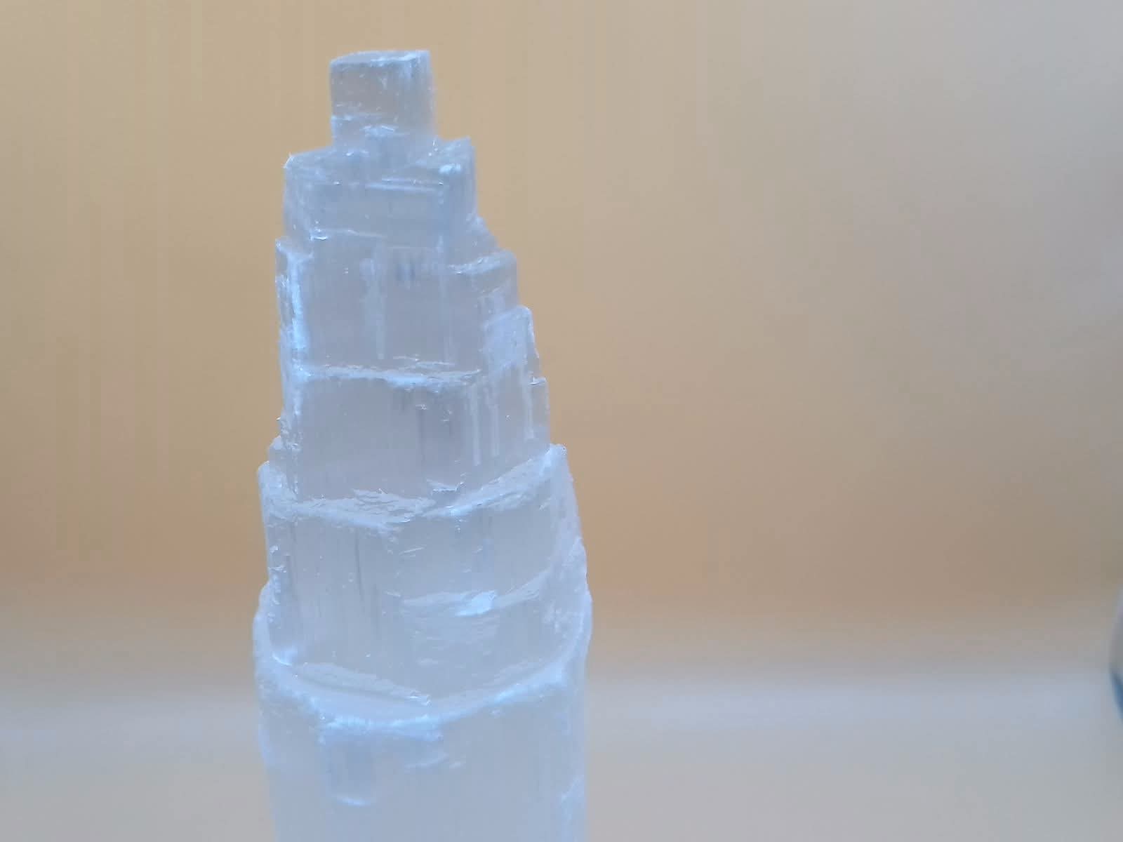 8" Selenite Skyscraper Tower – Natural Crystal Point for Energy Cleansing & Meditation