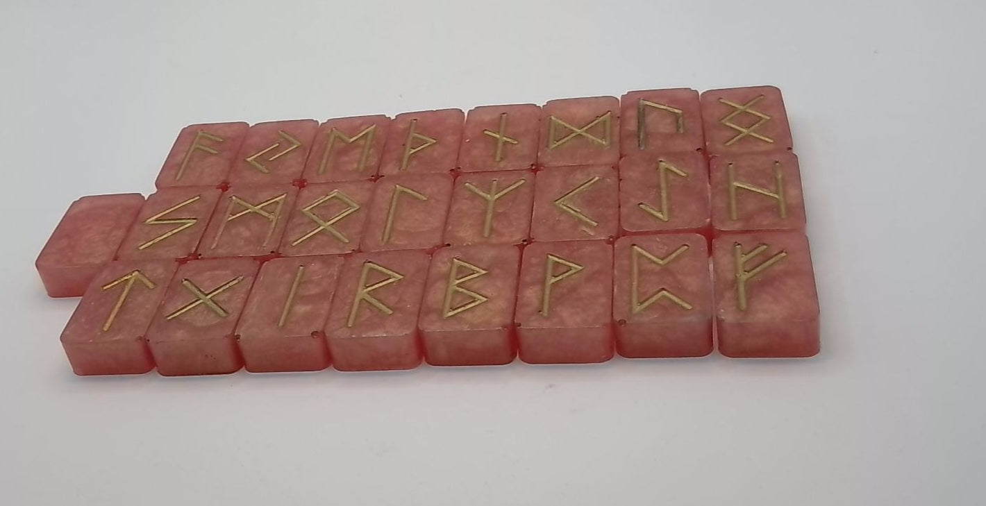 Handmade Resin Elder Futhark Rune Set with Blank Individually Handmade by Roosters Peacock - 25 Pieces  (Choose Set You Are Drawn To)