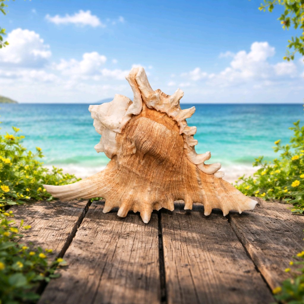 Frilly Ramose Murex Seashell (Chicoreus ramosus) – Elaborate Recurved Spines, Peachish Rosy Interior