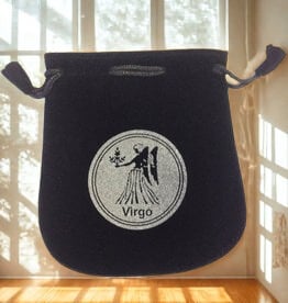Zodiac Black Velvet Drawstring Pouch - 5" x 5"