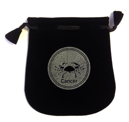 Zodiac Black Velvet Drawstring Pouch - 5" x 5"