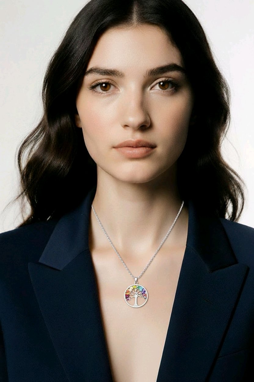 Tree of Life Chakra Gemstone Necklace & Matching Earrings Set