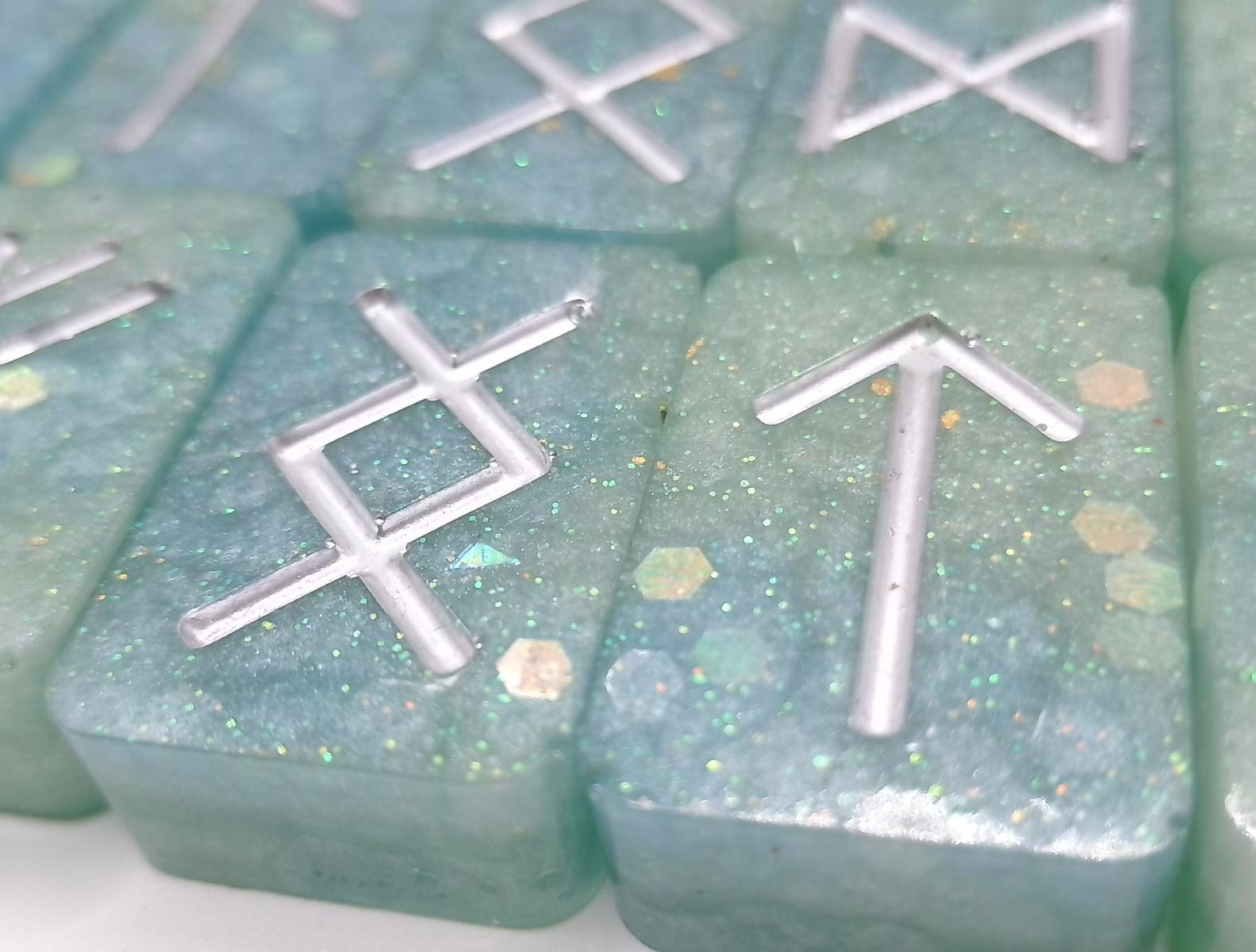 Handmade Resin Elder Futhark Rune Set with Blank Individually Handmade by Roosters Peacock - 25 Pieces  (Choose Set You Are Drawn To)