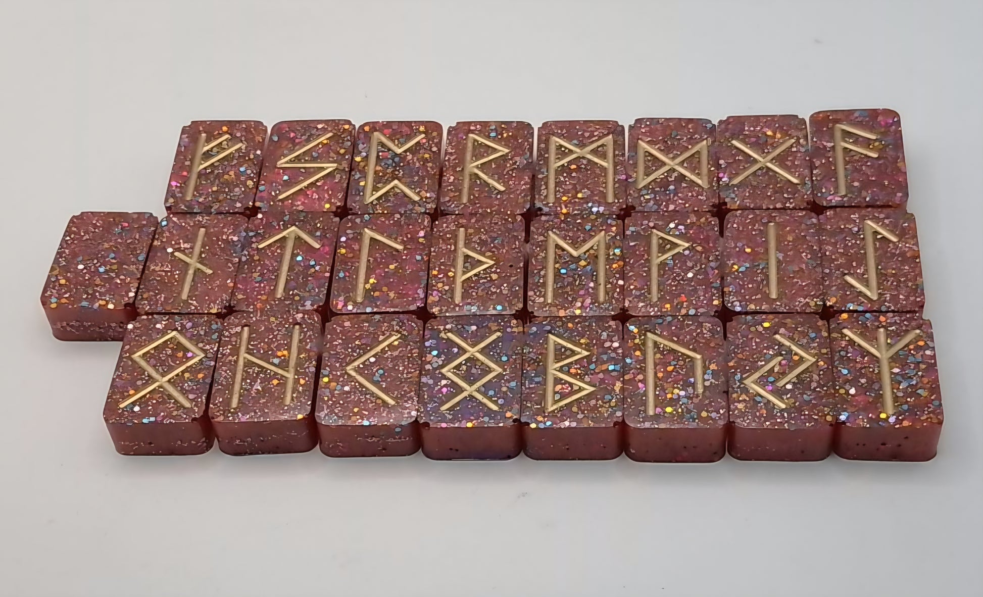 Handmade Resin Elder Futhark Rune Set with Blank Individually Handmade by Roosters Peacock - 25 Pieces  (Choose Set You Are Drawn To)
