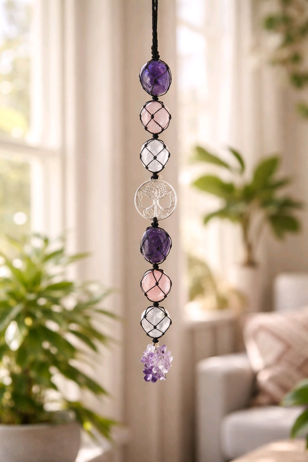 Chakra Gemstone Wall Hanging 11-12" - Tree of Life or Goddess Design