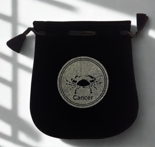 Zodiac Black Velvet Drawstring Pouch - 5" x 5"