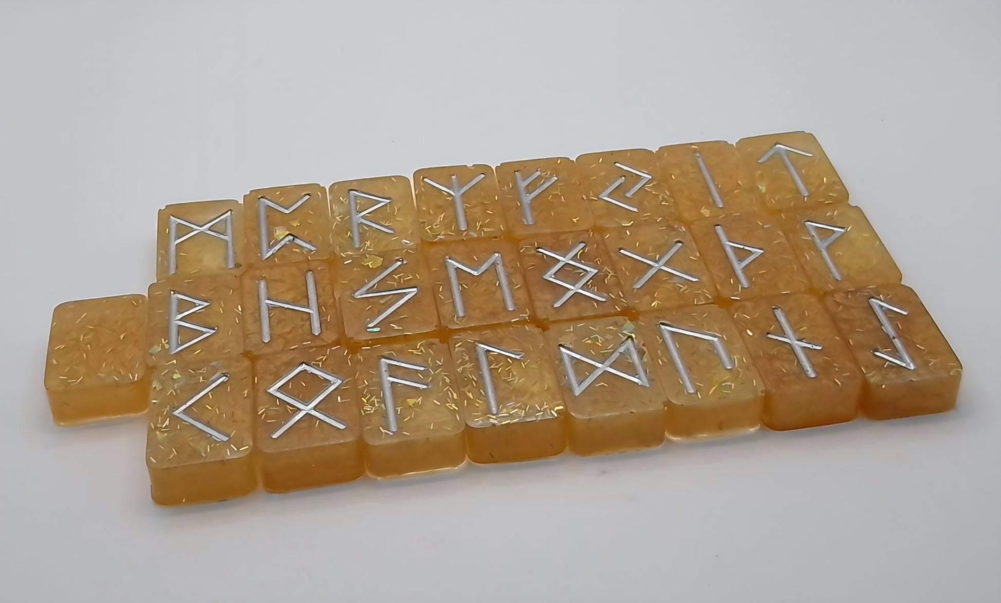 Handmade Resin Elder Futhark Rune Set with Blank Individually Handmade by Roosters Peacock - 25 Pieces  (Choose Set You Are Drawn To)