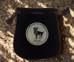 Zodiac Black Velvet Drawstring Pouch - 5" x 5"