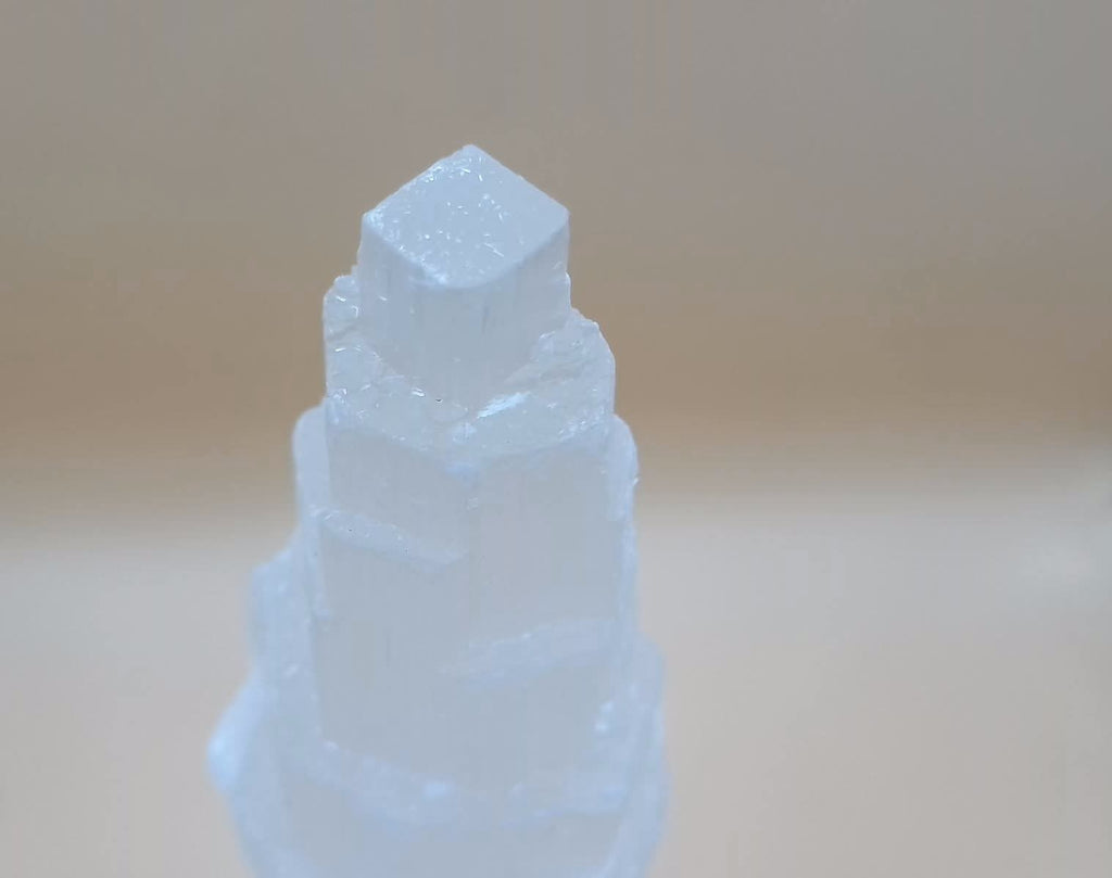 8" Selenite Skyscraper Tower – Natural Crystal Point for Energy Cleansing & Meditation