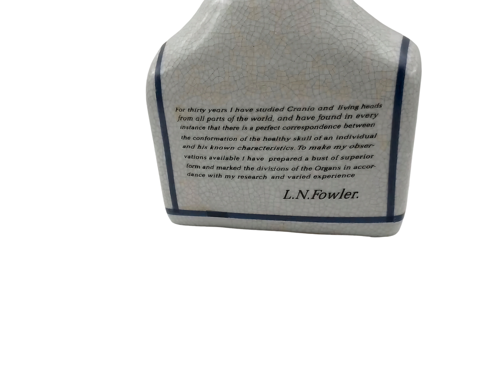 L.N. FOWLER 9" PHRENOLOGY HEAD BUST Science Psychology CRACKLE GLAZE Out Of Rooster Peacocks Personal Collection