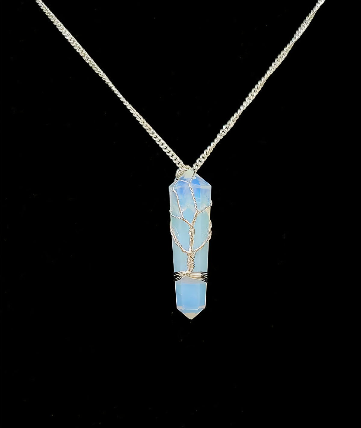 Wire Wrapped Tree of Life Pendant - Genuine Gemstone Necklace (1-1.5")