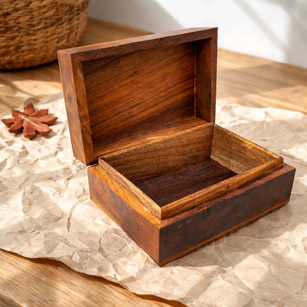 Triple Moon Pentagram Carved Wooden Box 4x6" - Wiccan Altar Storage