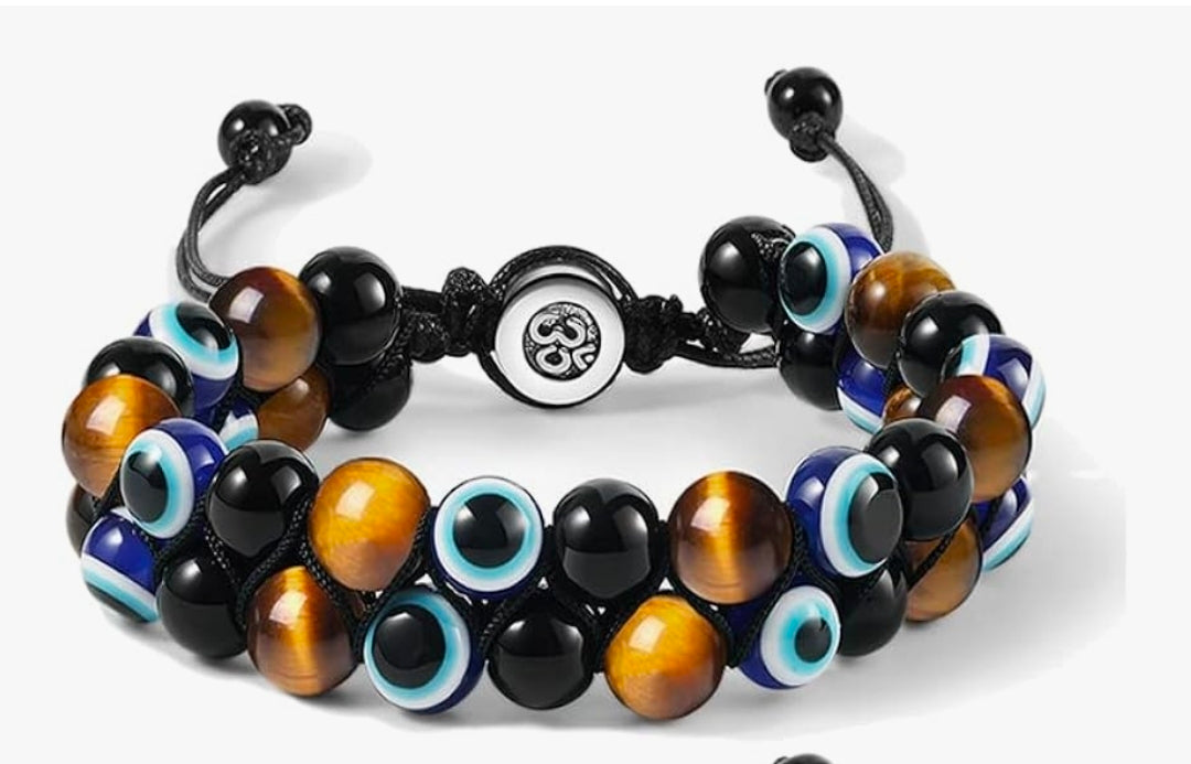 Natural Stone Crystal Bracelet - Tiger Eye, Black Obsidian & Hematite & Many More Beaded Natural Stone Bracelet for Luck, Balance & Prosperity, Protection You Choose