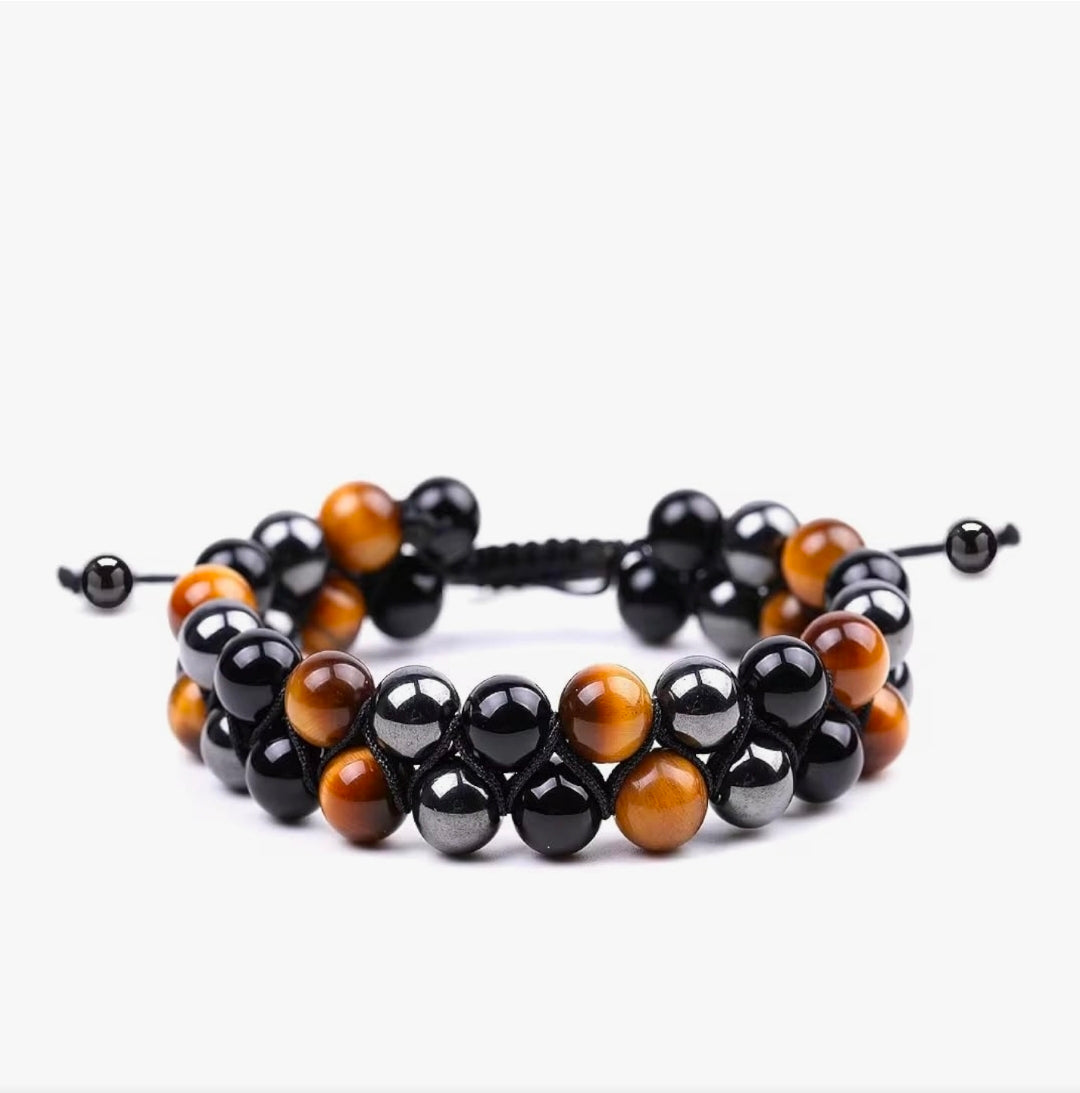 Natural Stone Crystal Bracelet - Tiger Eye, Black Obsidian & Hematite & Many More Beaded Natural Stone Bracelet for Luck, Balance & Prosperity, Protection You Choose