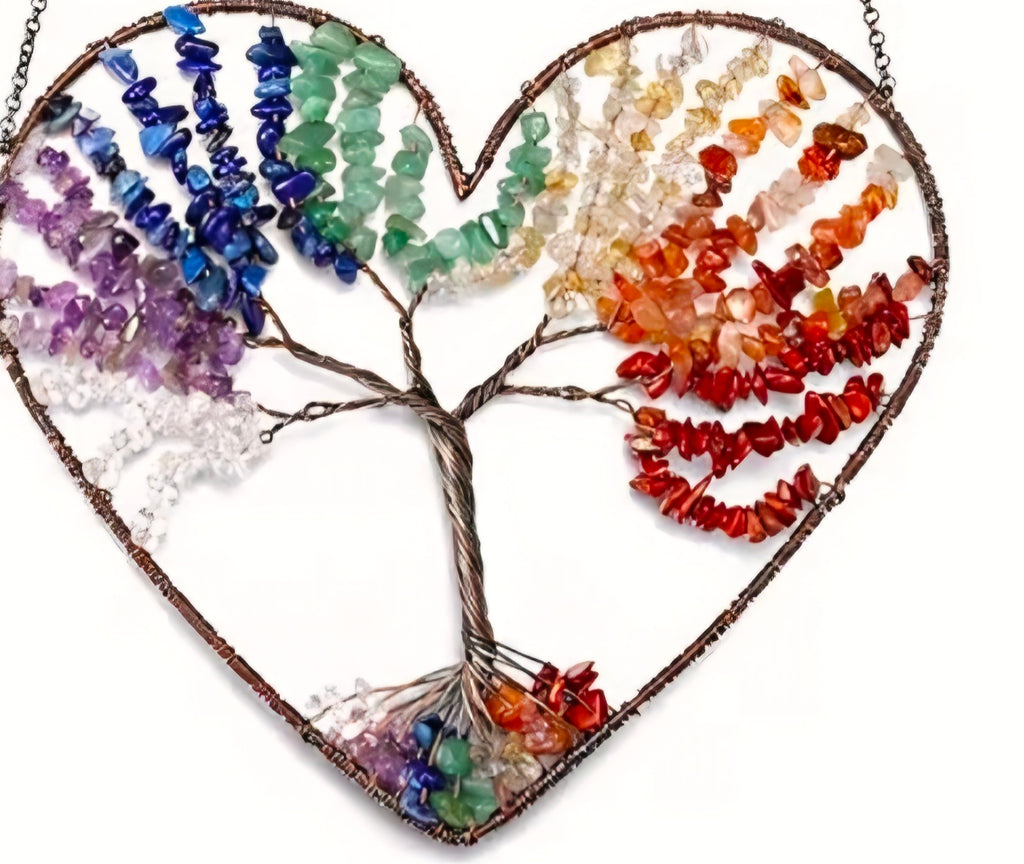Chakra Crystal Tree of Life Two Heart Wall Hanging Decor