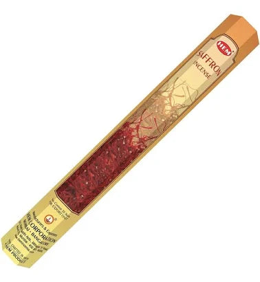 HEM Saffron Incense Sticks | 20 Sticks | Meditation & Ritual Purification | Handrolled in India