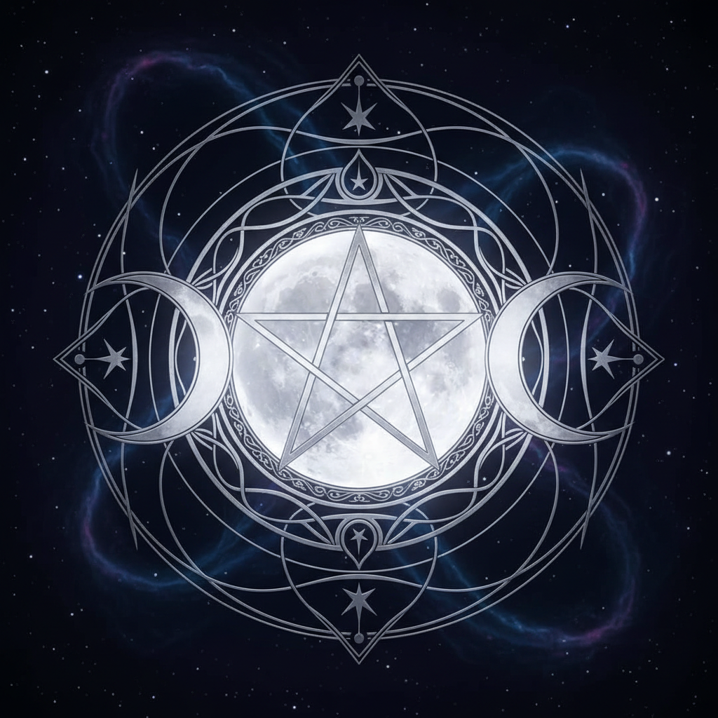 triple moon pentagram symbol